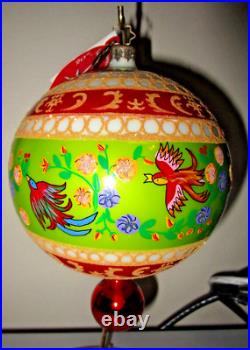 Radko Fleur de Provence Drop Ball Birds Flowers Christmas Ornament 1011683 NWT