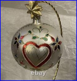 Radko Hearts And Flowers Vintage Ball Christmas Ornament 5