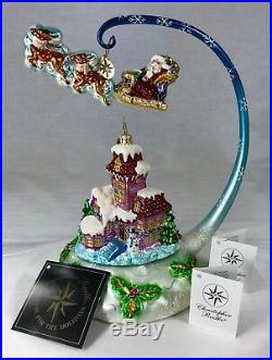 Radko Midnight Magic 3 pc Christmas Ornament House Santa Hanger 1010388 Poland