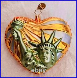 Radko OF THEE I SING 2003 Heart Ornament #1010145 Statue of Liberty 20th Anniv