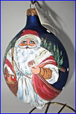 Radko OLD WORLD SANTA 96-049-0 Blue Teardrop Ball Made in Italy + Tag NWT