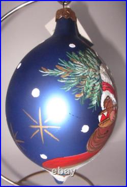 Radko OLD WORLD SANTA 96-049-0 Blue Teardrop Ball Made in Italy + Tag NWT