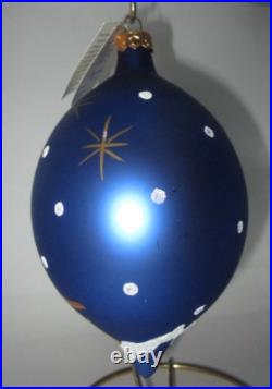 Radko OLD WORLD SANTA 96-049-0 Blue Teardrop Ball Made in Italy + Tag NWT
