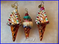 Radko Ornament Ice Cream Gem Trio Lot of 3 ice cream cones