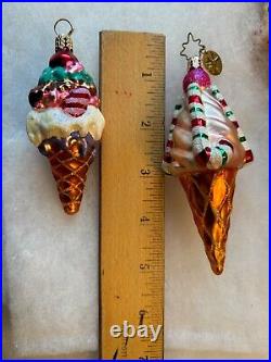 Radko Ornament Ice Cream Gem Trio Lot of 3 ice cream cones