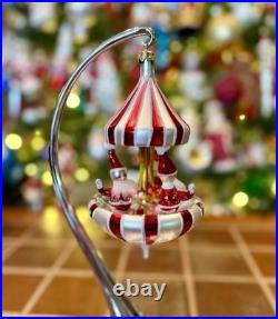 Radko PEPPERMINT TWIST Santa Carousel Christmas Ornament Italy 96-020-0