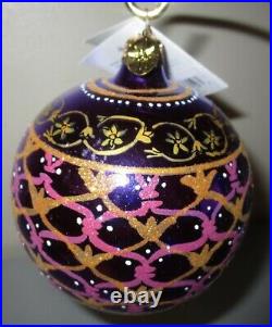 Radko REGAL AMETHYST 00-444-0 Ball Gold Purple Christmas Ornament New NWT + Box