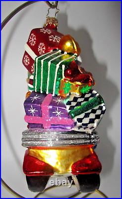 Radko REINDEER ROADSTER with Santa in Car Christmas Ornament 1015177 Mint