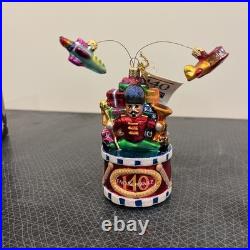 Radko Rare Ornament FAO SCHWARTZ 140th Anniversary, Toy Drummer, Flying Planes