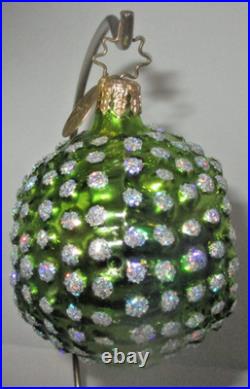 Radko STAR BERRY BURST Green Reflector 2-Sided Ball Christmas Ornament 1010574