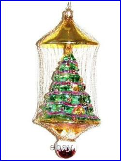 Radko Shimmer Green Tree Gilded Cage Tinsel Wire Glass Xmas Ornament