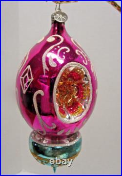 Radko TAJ MA TOPS Pink Turquoise Indent Reflector Christmas Ornament SEE PHOTOS