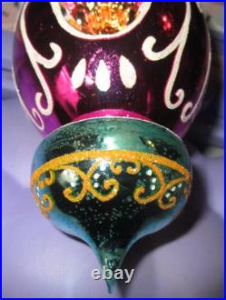 Radko TAJ MA TOPS Pink Turquoise Indent Reflector Christmas Ornament SEE PHOTOS