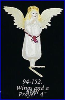 Radko WINGS And A PRAYER Angel Ornament 94-152 Clip Angelique Deep Pink