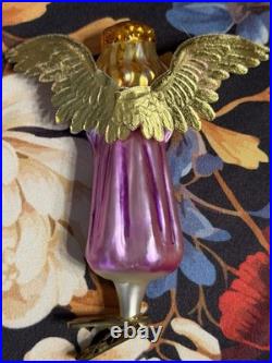 Radko WINGS And A PRAYER Angel Ornament 94-152 Clip Angelique Deep Pink