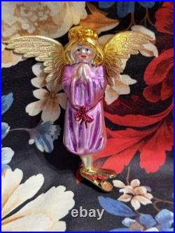 Radko WINGS And A PRAYER Angel Ornament 94-152 Clip Angelique Deep Pink