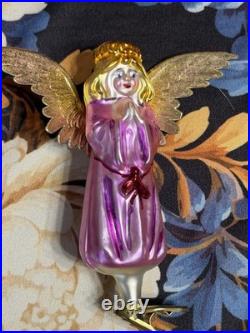 Radko WINGS And A PRAYER Angel Ornament 94-152 Clip Angelique Deep Pink