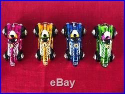 Rare 1998 Christopher Radko Indy 500 Race Car Ornaments. Complete Set of 4