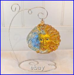 Rare 2001 Radko Brother Sun Sister Moon Celestial Ornament Vintage Y2K & Stand Rare 2001 Radko Brother Sun Sister Moon Celestial Ornament Vintage Y2K & Stand