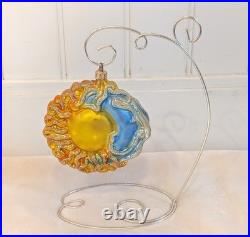 Rare 2001 Radko Brother Sun Sister Moon Celestial Ornament Vintage Y2K & Stand