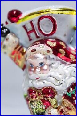 Rare CHRISTOPHER RADKO Banner Holiday Santa Glass Christmas Ornament with Tag