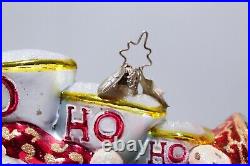 Rare CHRISTOPHER RADKO Banner Holiday Santa Glass Christmas Ornament with Tag