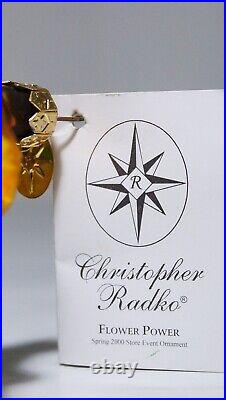 Rare CHRISTOPHER RADKO Flower Power Santa Glass Christmas Ornament NWT