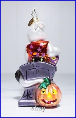 Rare CHRISTOPHER RADKO Lifted Spirits Ghost Glass Halloween Christmas Ornament