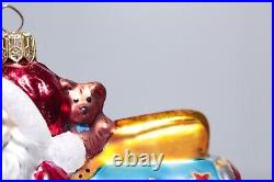 Rare CHRISTOPHER RADKO Santa Riding Rocketship Glass Christmas Ornament with TAG