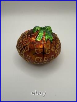 Rare Christopher Radko 1996 Kitty Cat Basket Ornament Glass Poland Rare with Tag