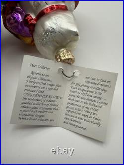 Rare Christopher Radko 1996 Kitty Cat Basket Ornament Glass Poland Rare with Tag