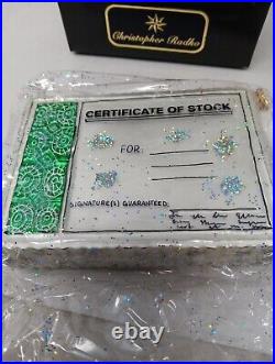 Rare Christopher Radko Berkshire Hathaway Stock Certificate Ornament Brand New