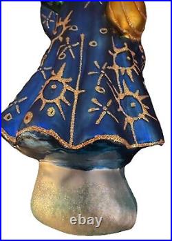 Rare Christopher Radko Christmas Ornament Siberian Santa Blue 9 Detailed Glass