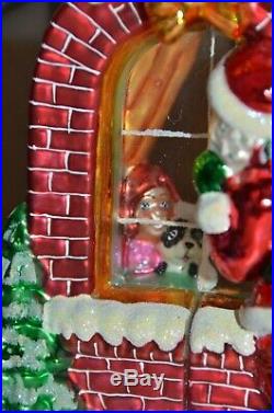 Rare Christopher Radko Claus Encounters 2 Sided Santa Window Christmas Ornament