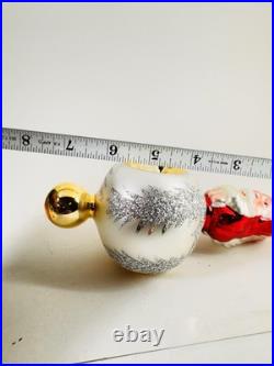 Rare Christopher Radko Double Sided Santa Reflector Ornament 7.5 Hand Blown