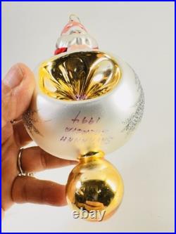 Rare Christopher Radko Double Sided Santa Reflector Ornament 7.5 Hand Blown
