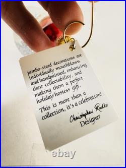 Rare Christopher Radko Double Sided Santa Reflector Ornament 7.5 Hand Blown