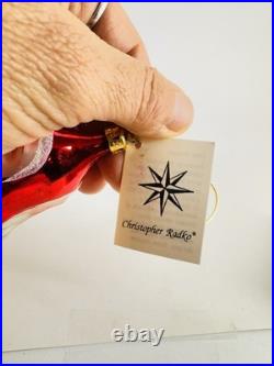 Rare Christopher Radko Double Sided Santa Reflector Ornament 7.5 Hand Blown