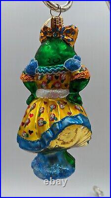 Rare Christopher Radko Lilly Pond Glass Christmas Ornament Poland Frog Dress