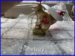 Rare Christopher Radko Santa Copter Italian Glass Christmas Ornament