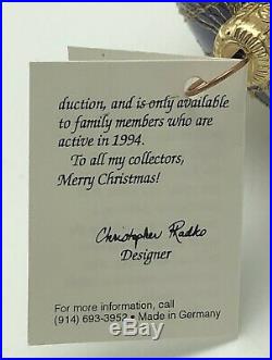 Rare Christopher Radko Starbuck Santa Glass Ornament 1994 Germany Parachute