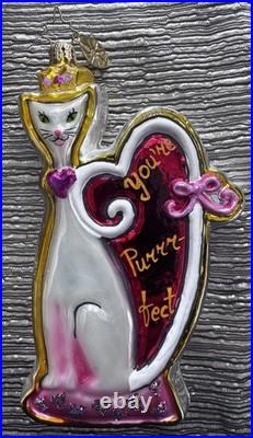 Rare Christopher Radko Valentine's Day Christmas Ornament Cat