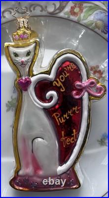 Rare Christopher Radko Valentine's Day Christmas Ornament Cat Rare Christopher Radko Valentine's Day Christmas Ornament Cat