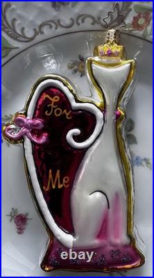 Rare Christopher Radko Valentine's Day Christmas Ornament Cat