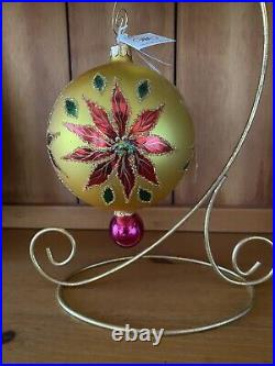Rare Christopher Radko Winter Blossom Gold Ball Christmas Ornament 6 1996