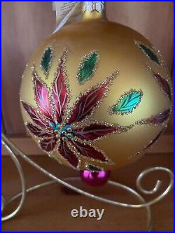 Rare Christopher Radko Winter Blossom Gold Ball Christmas Ornament 6 1996