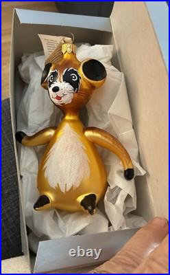 Rare Radko Raccoon Ornament With Tag Estate