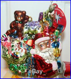 Rare Radko SANTA ROLLS IN Christopher's Favorite 2004 Christmas Ornament
