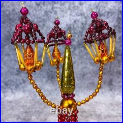 Rare Vintage Christopher Radko Beaded Gas Light Lamp Glass Christmas Ornament 8