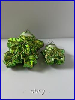 Rare Vintage Christopher Radko Holly Sprite Elf Glass Christmas Ornaments Pair
